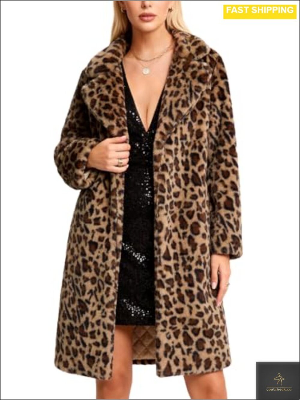 Women's Faux Fur Coat with Pockets Long Sleeve Fuzzy Winter Jacket